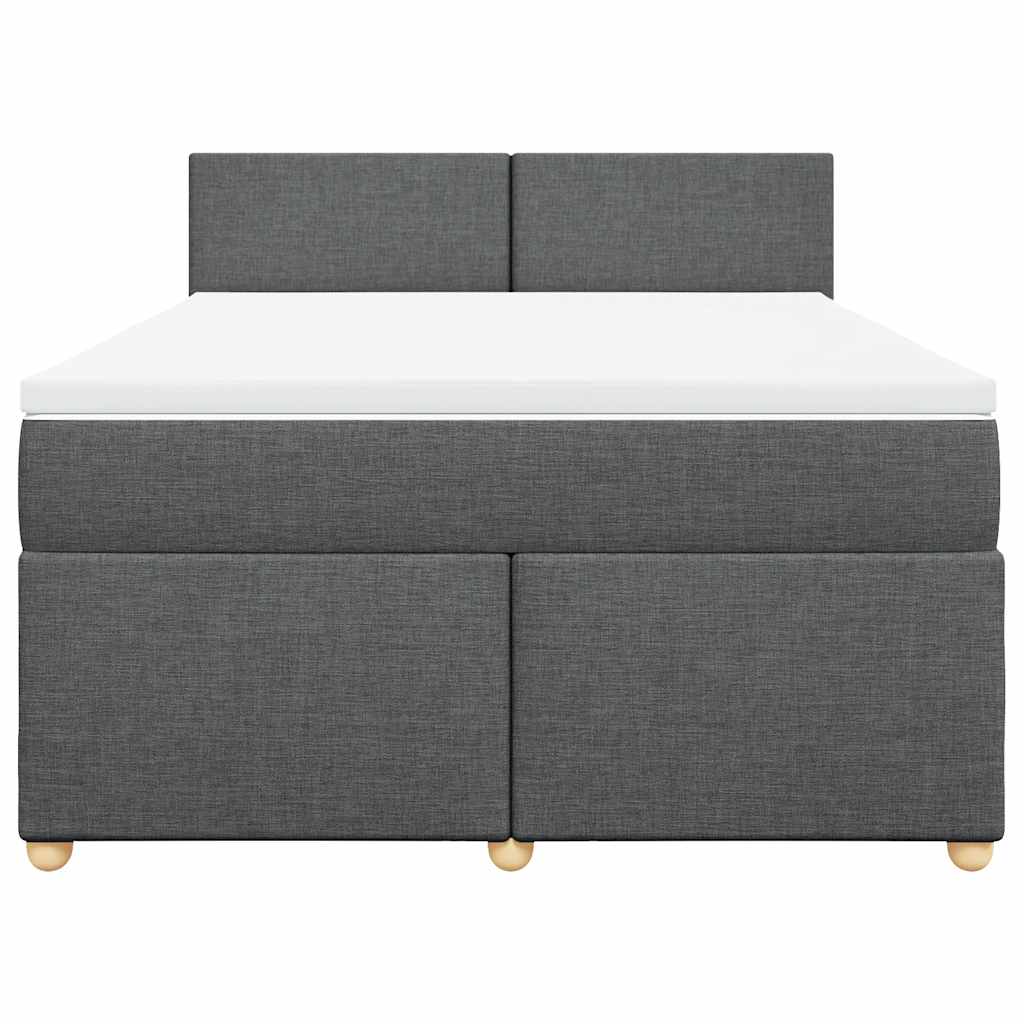 vidaXL Boxspring met matras stof donkergrijs 140x190 cm grijs, foto 4