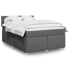 Box spring postel s matrací tmavě šedý 140 x 190 cm textil - obrázek 1