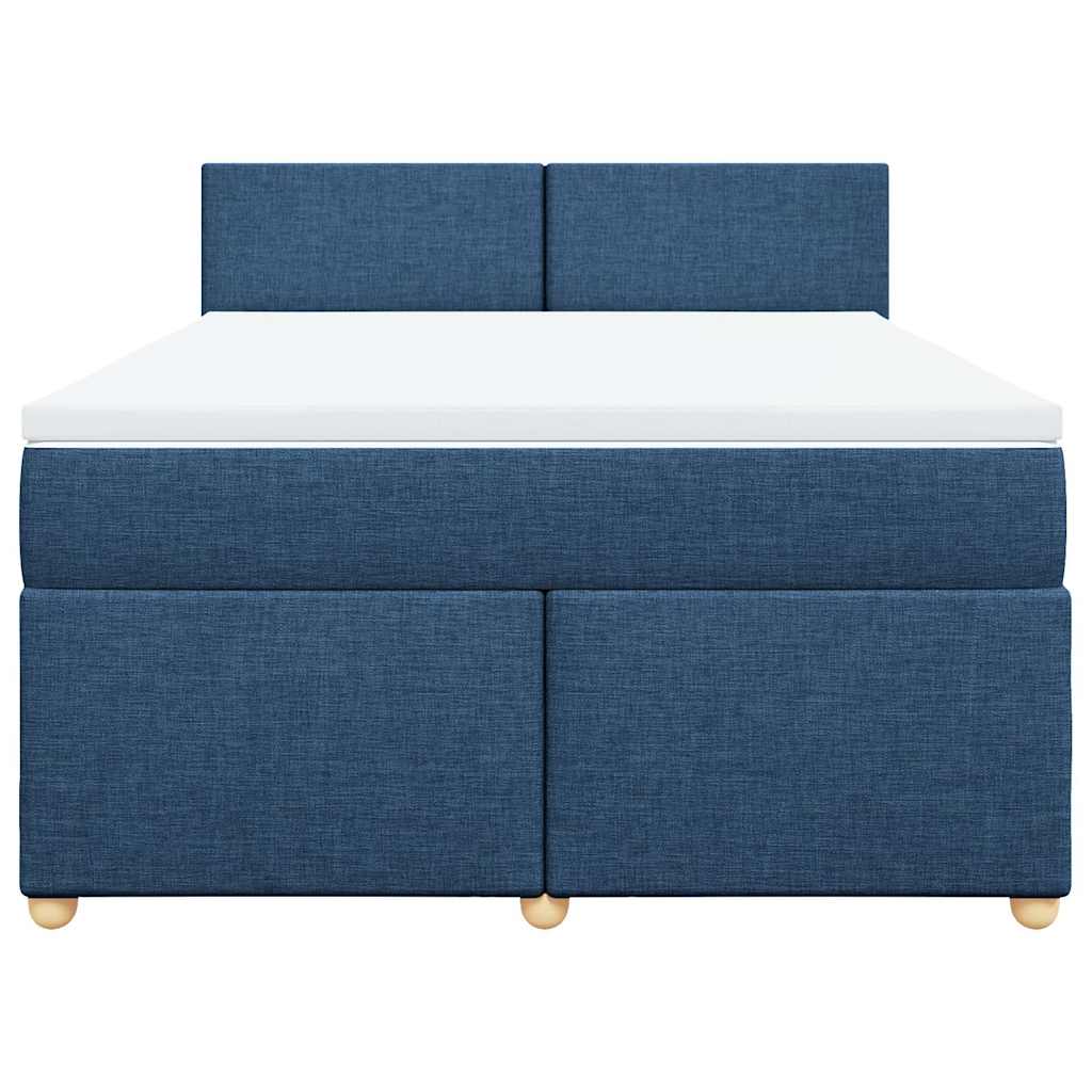 vidaXL Boxspring met matras stof blauw 140x190 cm, foto 4