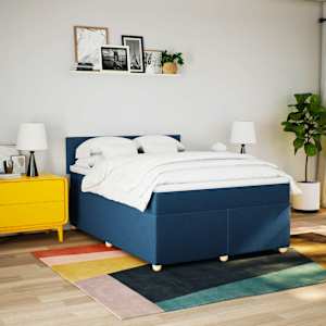 Box spring postel s matrací modrá 140x190 cm textil - obrázek 3
