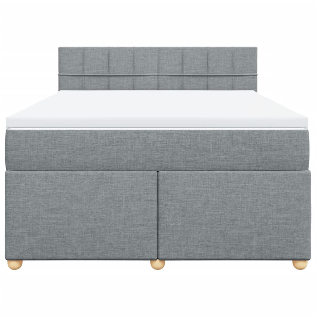 vidaXL Boxspring met matras stof lichtgrijs 140x190 cm grijs, foto 4