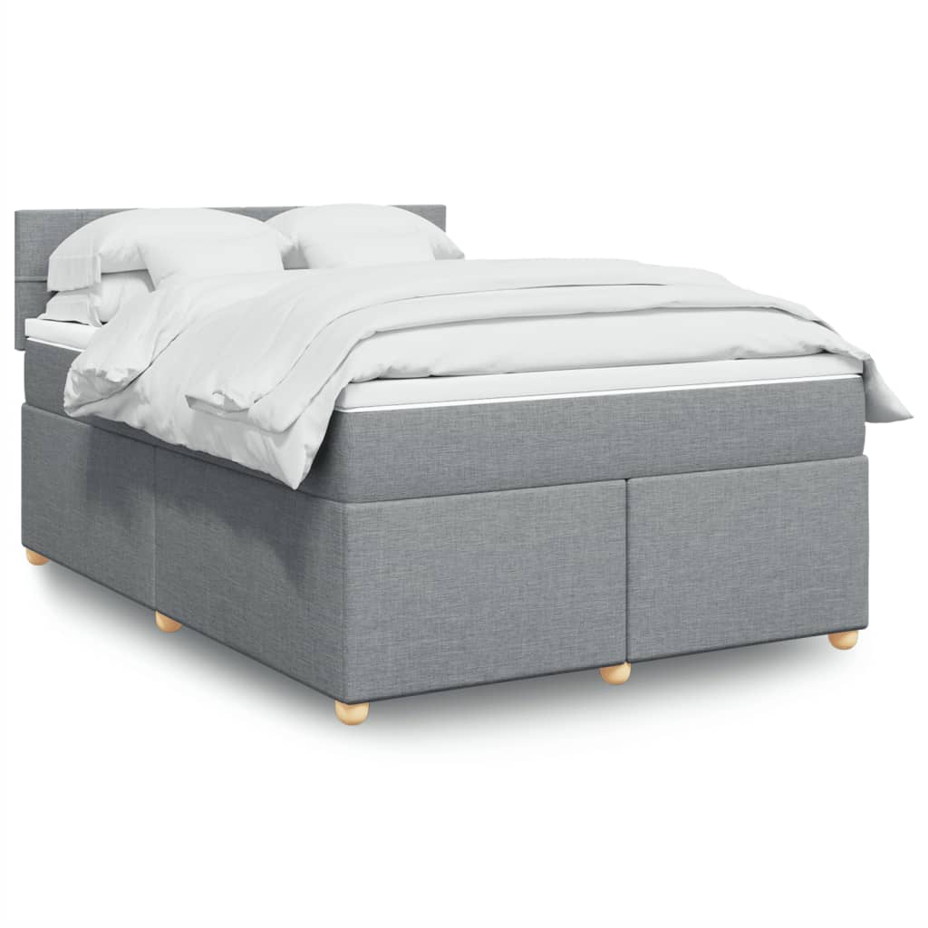 Boxspringbett mit Matratze Hellgrau 140×190 cm Stoff