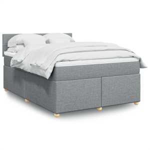 Box spring postel s matrací světle šedá 140 x 190 cm textil - obrázek 1