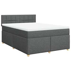 Box spring postel s matrací tmavě šedý 140 x 190 cm textil - obrázek 2