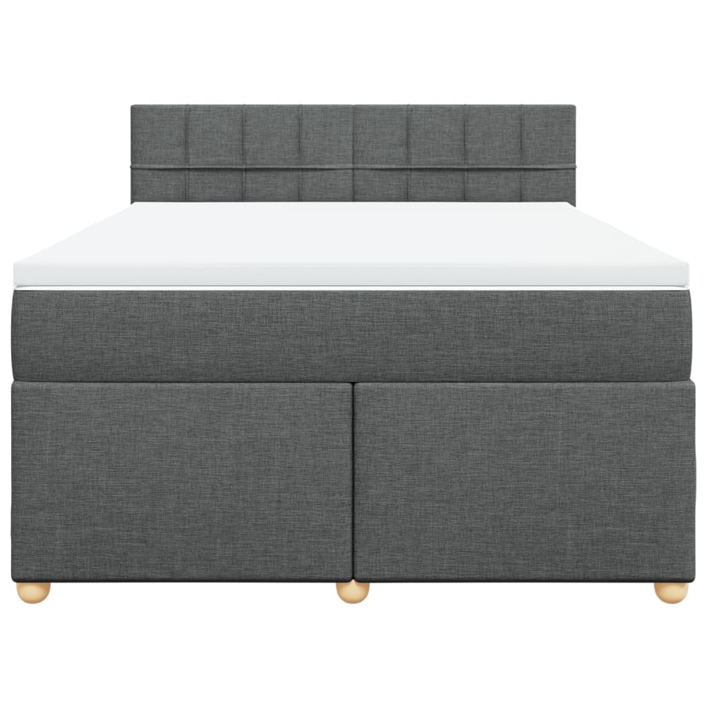 vidaXL Boxspring met matras stof donkergrijs 140x190 cm grijs, foto 4