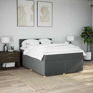 Box spring postel s matrací tmavě šedý 140 x 190 cm textil - obrázek 3
