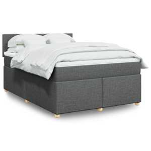 Box spring postel s matrací tmavě šedý 140 x 190 cm textil - obrázek 1