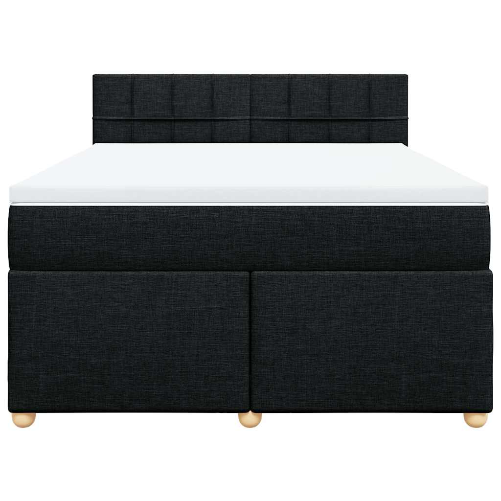 vidaXL Boxspring met matras stof zwart 140x190 cm, foto 4