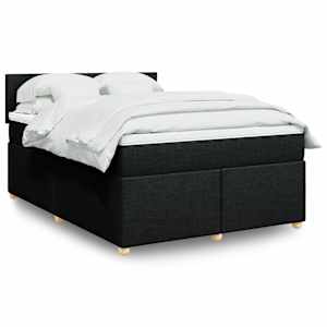 Box spring postel s matrací černá 140 x 190 cm textil - obrázek 1