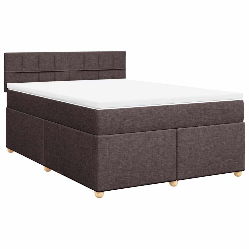 vidaXL Boxspring met matras stof donkerbruin 140x190 cm bruin, foto 3