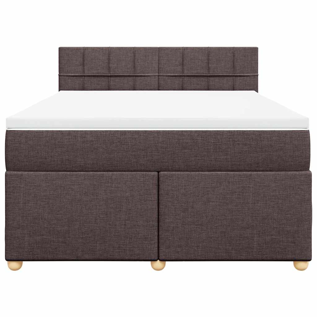 vidaXL Boxspring met matras stof donkerbruin 140x190 cm bruin, foto 4