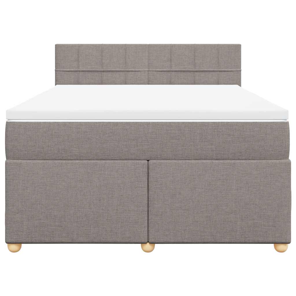 vidaXL Boxspring met matras stof taupe 140x190 cm, foto 4