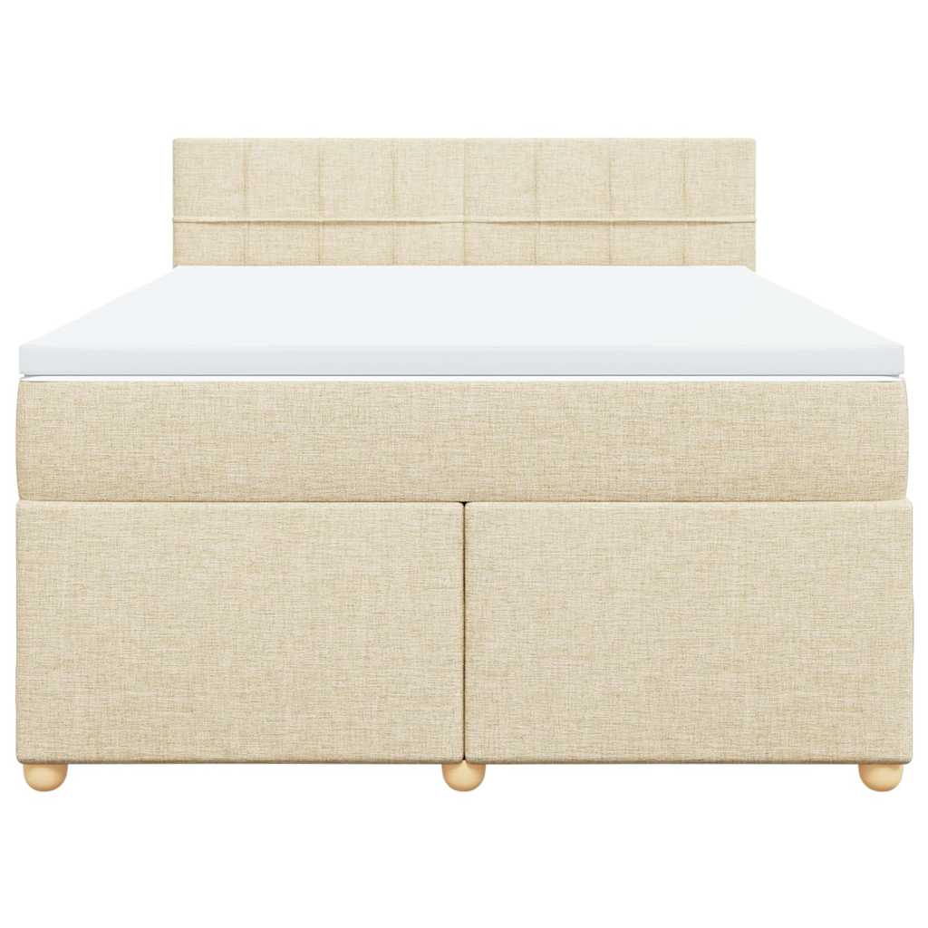 vidaXL Boxspring met matras stof crèmekleurig 140x190 cm, foto 4