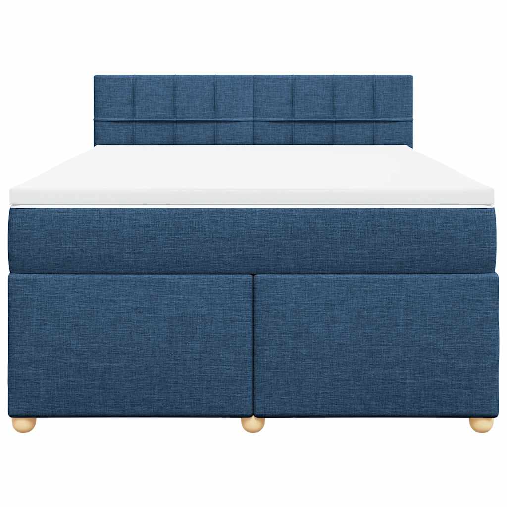 vidaXL Boxspring met matras stof blauw 140x190 cm, foto 4