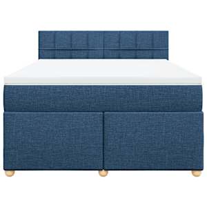 Box spring postel s matrací modrá 140x190 cm textil - obrázek 4