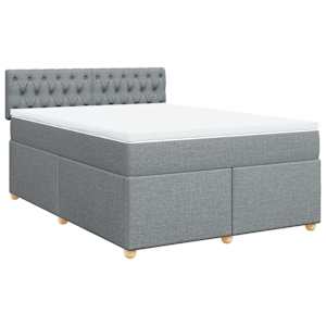 Box spring postel s matrací světle šedá 140 x 190 cm textil - obrázek 2