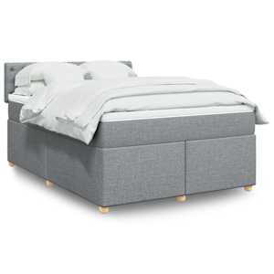 Box spring postel s matrací světle šedá 140 x 190 cm textil - obrázek 1