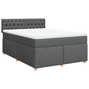 Box spring postel s matrací tmavě šedý 140 x 190 cm textil - obrázek 2