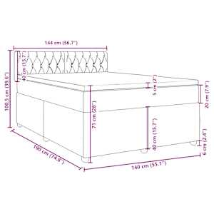 Box spring postel s matrací tmavě šedý 140 x 190 cm textil - obrázek 13