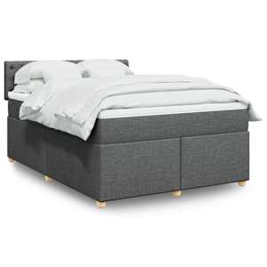 Box spring postel s matrací tmavě šedý 140 x 190 cm textil - obrázek 1