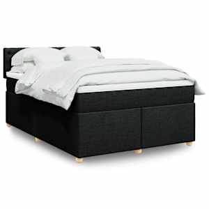 Box spring postel s matrací černá 140 x 190 cm textil - obrázek 1