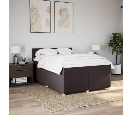 vidaXL Sommier &agrave; lattes de lit avec matelas Marron fonc&eacute; 140x190 cm