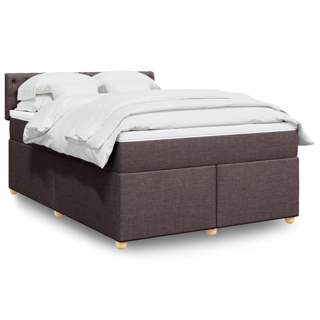 vidaXL Boxspringbett mit Matratze Dunkelbraun 140x190 cm Stoff