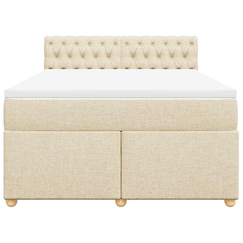 vidaXL Boxspring met matras stof crèmekleurig 140x190 cm, foto 4
