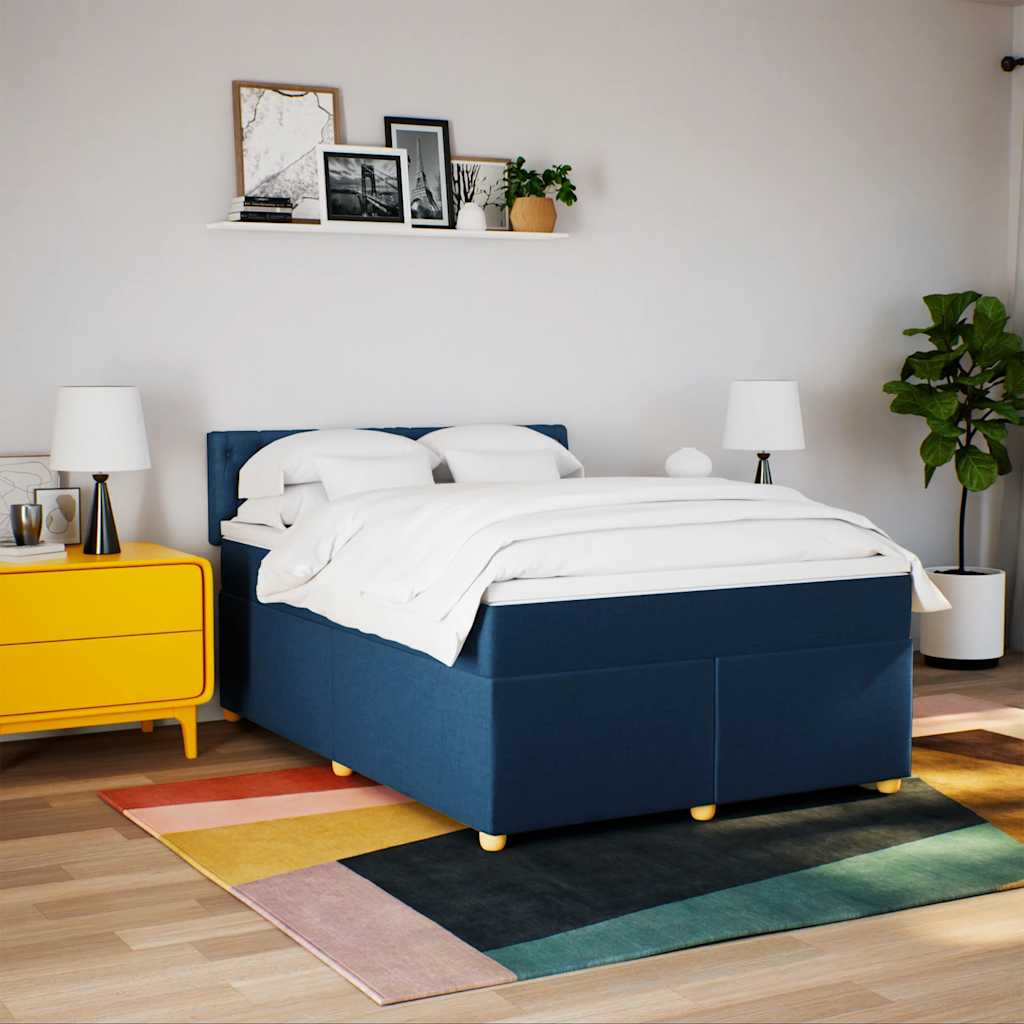 Thumbnail - vidaXL Boxspringbett mit Matratze Blau 140x190 cm Stoff