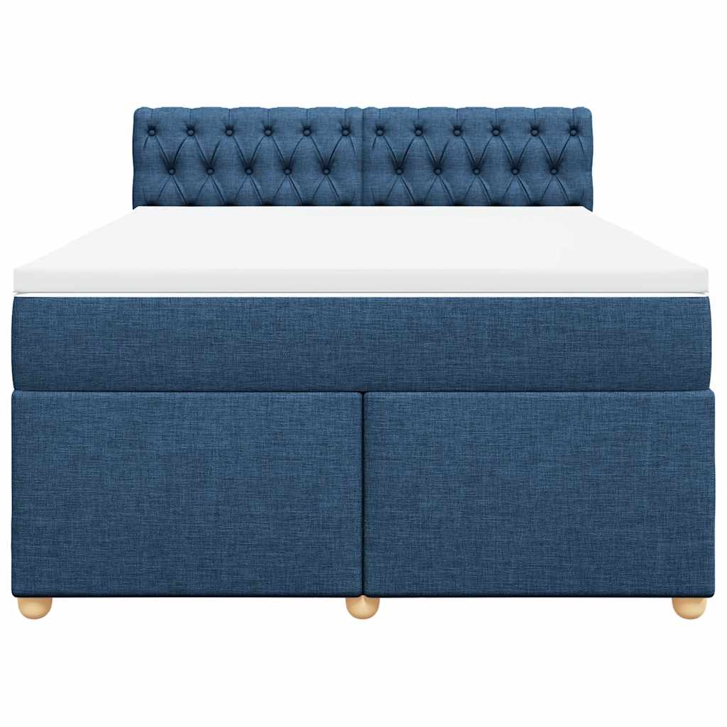 vidaXL Boxspring met matras stof blauw 140x190 cm, foto 4
