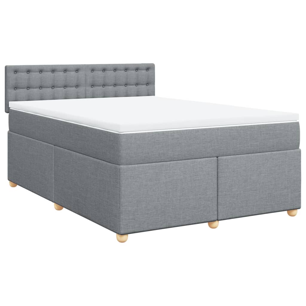 vidaXL Box spring posteljni z vzmetnico svetlo siv 140x190 cm blago