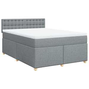 Box spring postel s matrací světle šedá 140 x 190 cm textil - obrázek 2
