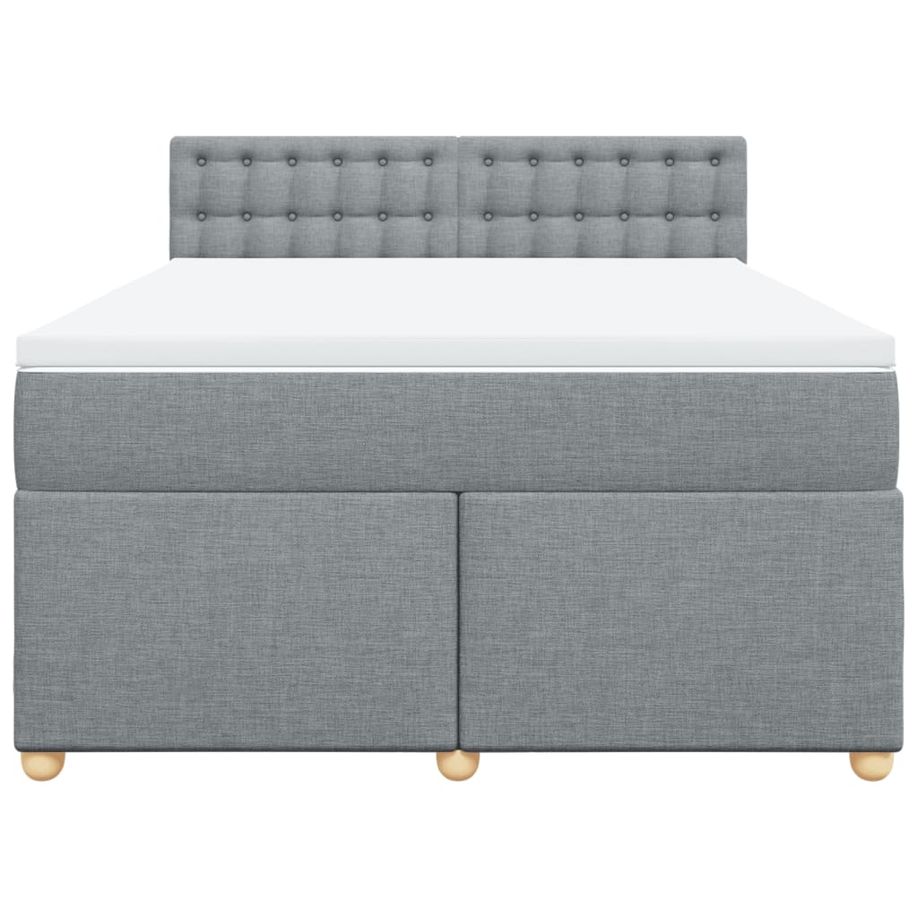 vidaXL Boxspring met matras stof lichtgrijs 140x190 cm grijs, foto 4