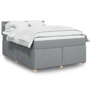 Box spring postel s matrací světle šedá 140 x 190 cm textil - obrázek 1