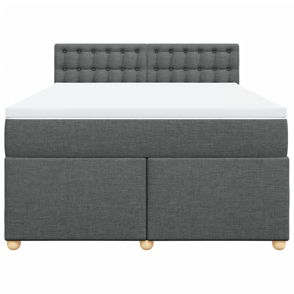 vidaXL Boxspring met matras stof donkergrijs 140x190 cm grijs, foto 4