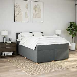 Box spring postel s matrací tmavě šedý 140 x 190 cm textil - obrázek 3