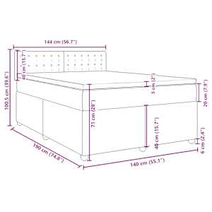 Box spring postel s matrací tmavě šedý 140 x 190 cm textil - obrázek 13