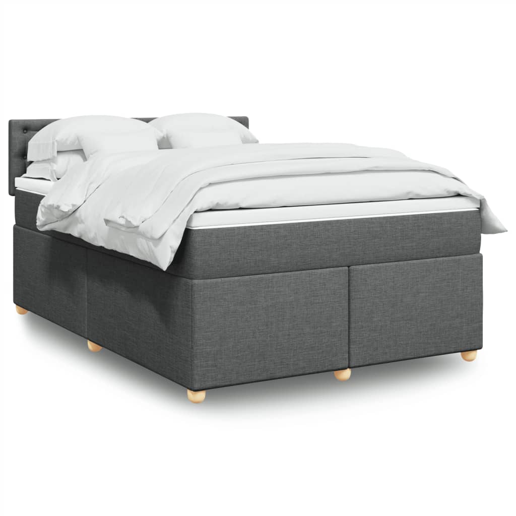 Boxspringbett mit Matratze Dunkelgrau 140×190 cm Stoff