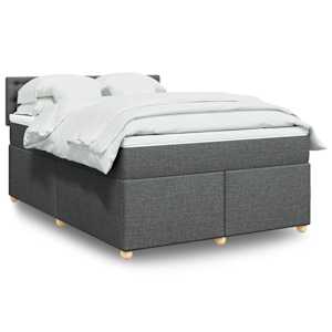 Box spring postel s matrací tmavě šedý 140 x 190 cm textil - obrázek 1