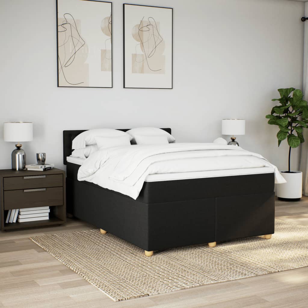 vidaXL Boxspring met matras stof zwart 140x190 cm afbeelding