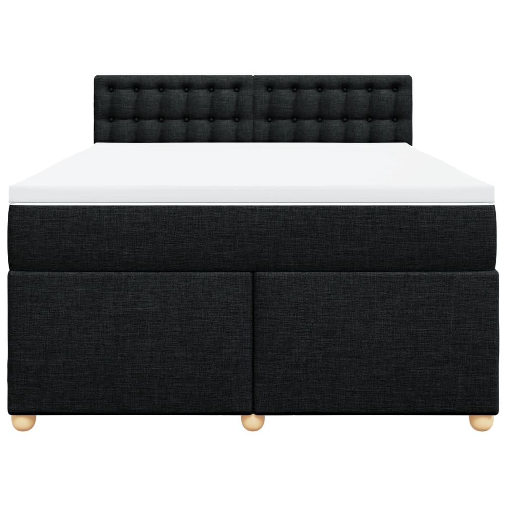 vidaXL Boxspring met matras stof zwart 140x190 cm, foto 4