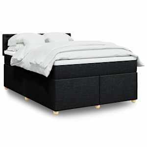 Box spring postel s matrací černá 140 x 190 cm textil - obrázek 1