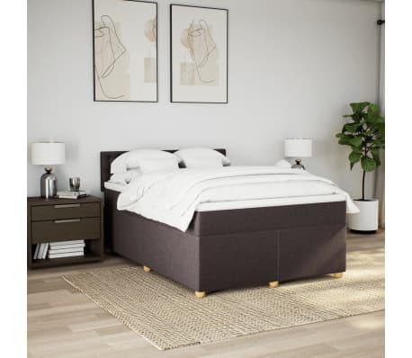 vidaXL s&ouml;t&eacute;tbarna sz&ouml;vet rug&oacute;s &aacute;gy matraccal 140 x 190 cm