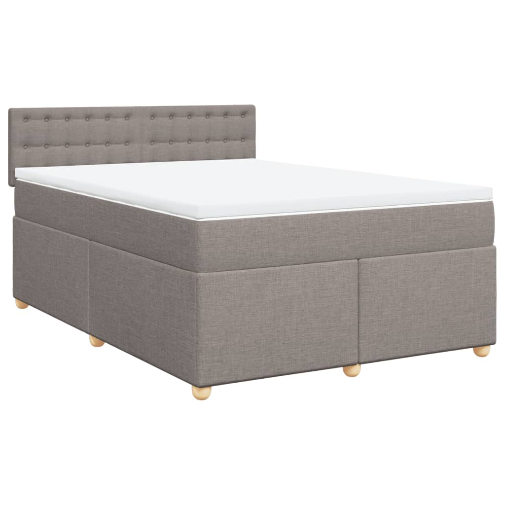 vidaXL Box spring postelja z vzmetnico taupe 140x190 cm blago