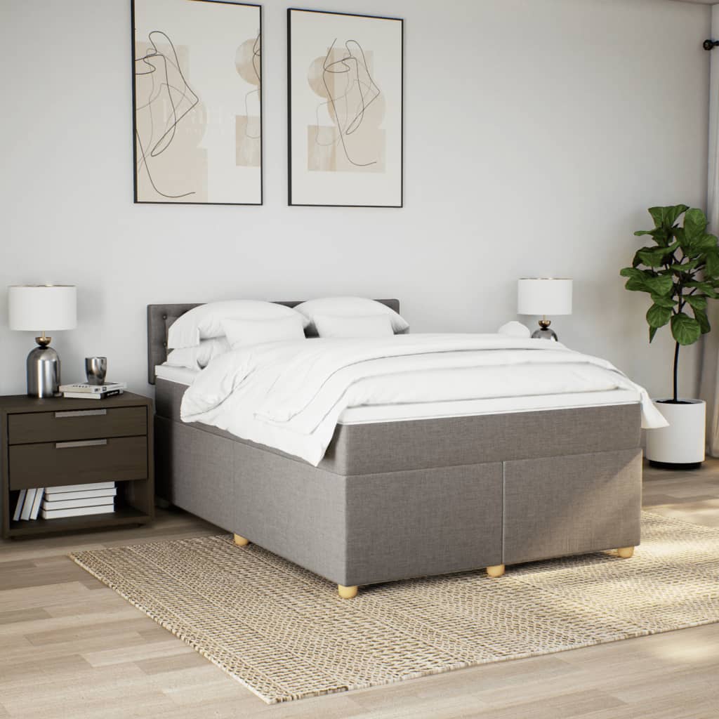 vidaXL Boxspring met matras stof taupe 140x190 cm afbeelding