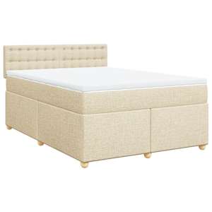 Box spring postel s matrací krémová 140x190 cm textil - obrázek 2