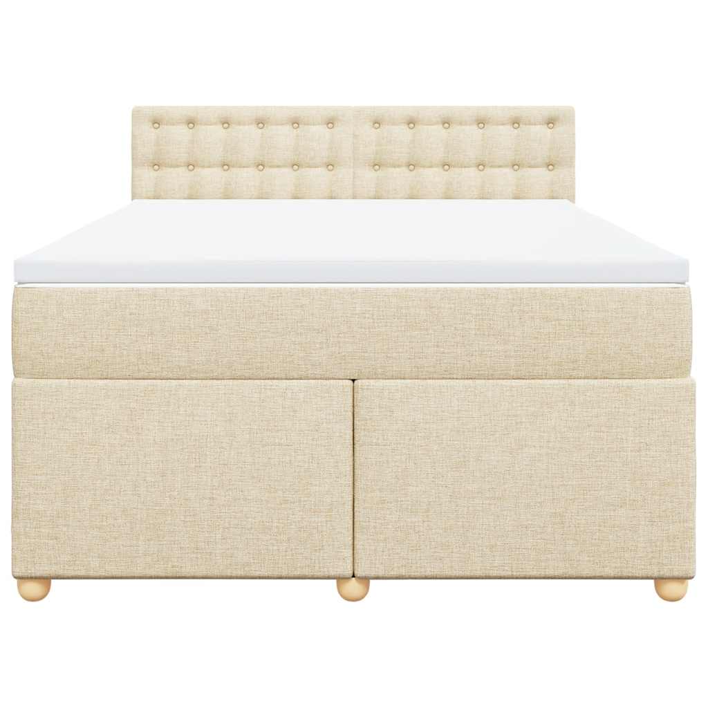 vidaXL Boxspring met matras stof crèmekleurig 140x190 cm, foto 4
