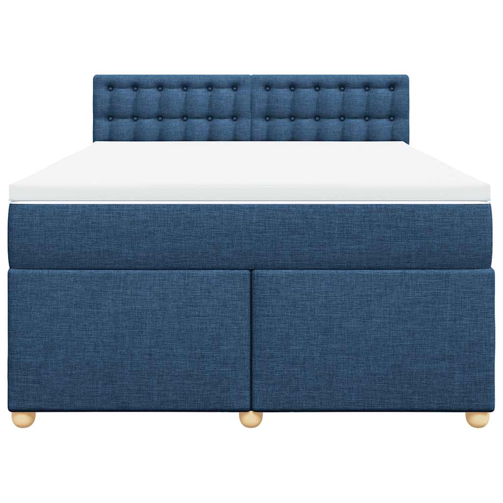 vidaXL Boxspring met matras stof blauw 140x190 cm, foto 4