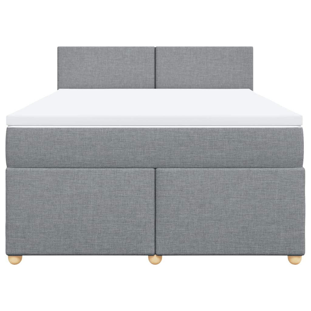 vidaXL Boxspring met matras stof lichtgrijs 140x200 cm grijs, foto 4