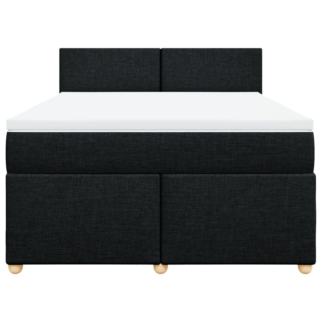 vidaXL Boxspring met matras stof zwart 140x200 cm, foto 4